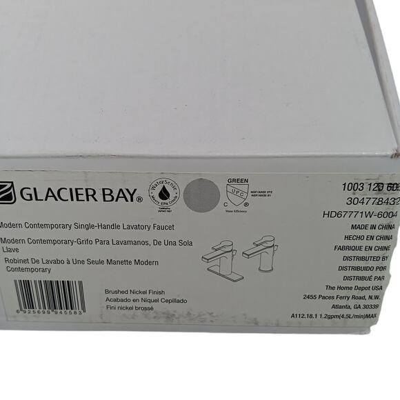 Modern Contemporary Single Hole & Handle Low-Arc Bathroom Faucet, Brushed Nickel - Picture 11 of 12